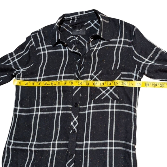 New Rails Hunter Plaid Rainbow Speckled Black White Flannel Button Up Shirt XS - Picture 9 of 10